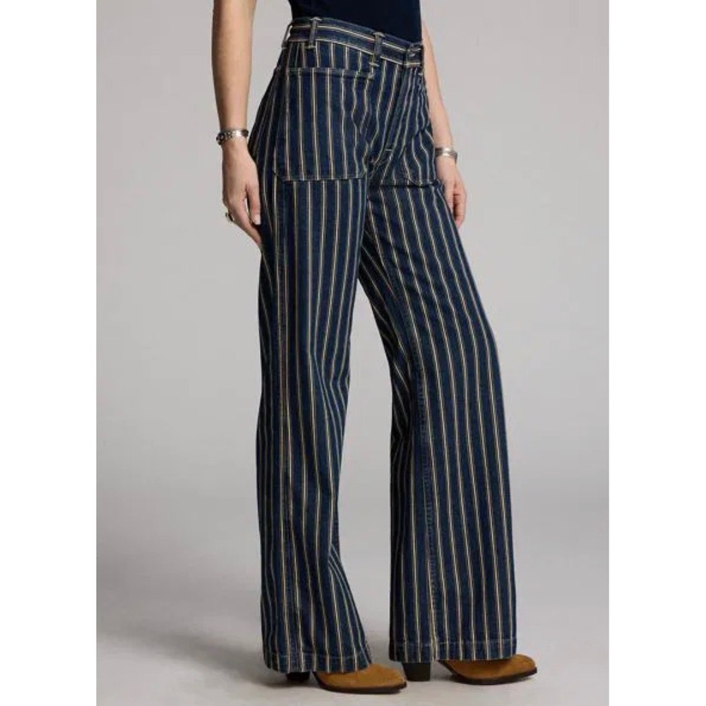 Women's Ralph Lauren RRL Indigo Striped Jean 29 Workwear Retro Vintage Designer